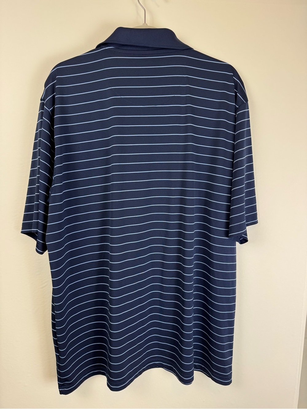 Pebble Beach Performance Golf Polo Shirt Men’s XXL Navy Blue Striped Moisture Wi - Picture 8 of 14